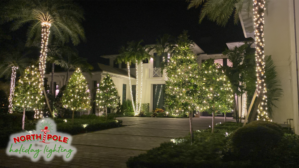 south florida's premier holiday lighting company, outdoor christmas lights, home holiday lighting, house christmas light installs, outdoor holiday decorations, residential outdoor lighting, christmas lights on trees, north pole holiday lighting, outdoor christmas decor, holiday light installation palm beach county florida, palm beach holiday lights