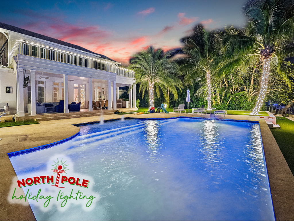 south florida's premier holiday lighting company, outdoor christmas lights, home holiday lighting, house christmas light installs, outdoor holiday decorations, residential outdoor lighting, christmas lights on trees, north pole holiday lighting, outdoor christmas decor, holiday light installation palm beach county florida, palm beach holiday lights